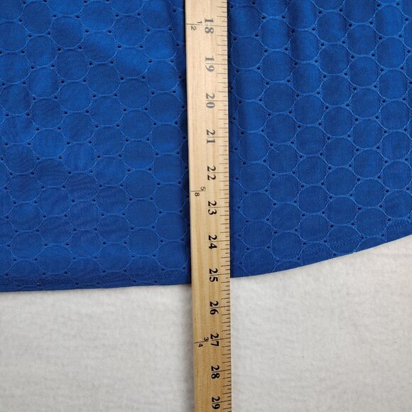 Kim and Cami Blue Embroidered Puff Cap Sleeve Shirt Sz L - Picture 6 of 8